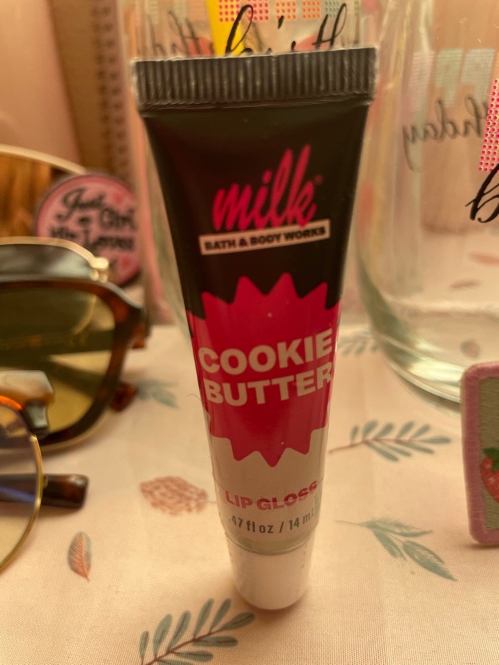 Bath & Body Works Milk Cookie Butter Lip Gloss - Pink & Black Tube